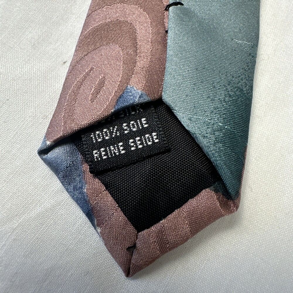 Gucci by Paolo Gucci Men's 100% Soie Seide Silk Tie Pink Blue Green Black White - Picture 8 of 9